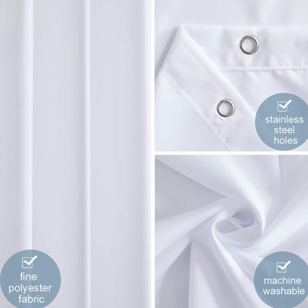Furlinic Tende Doccia Anti-Muffa Tessuto in Poliestere Bianco Tende Doccia Angolare Impermeabile Lavabile Tenda Vasca da Bagno con 8 Ganci Tenda doccia 120x200cm. , spedizione gratuita su ordine superiore a 50€