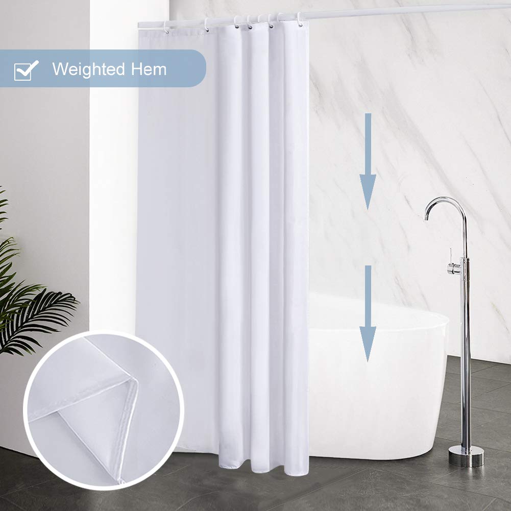 Furlinic Tende Doccia Anti-Muffa Tessuto in Poliestere Bianco Tende Doccia Angolare Impermeabile Lavabile Tenda Vasca da Bagno con 8 Ganci Tenda doccia 120x200cm. , spedizione gratuita su ordine superiore a 50€