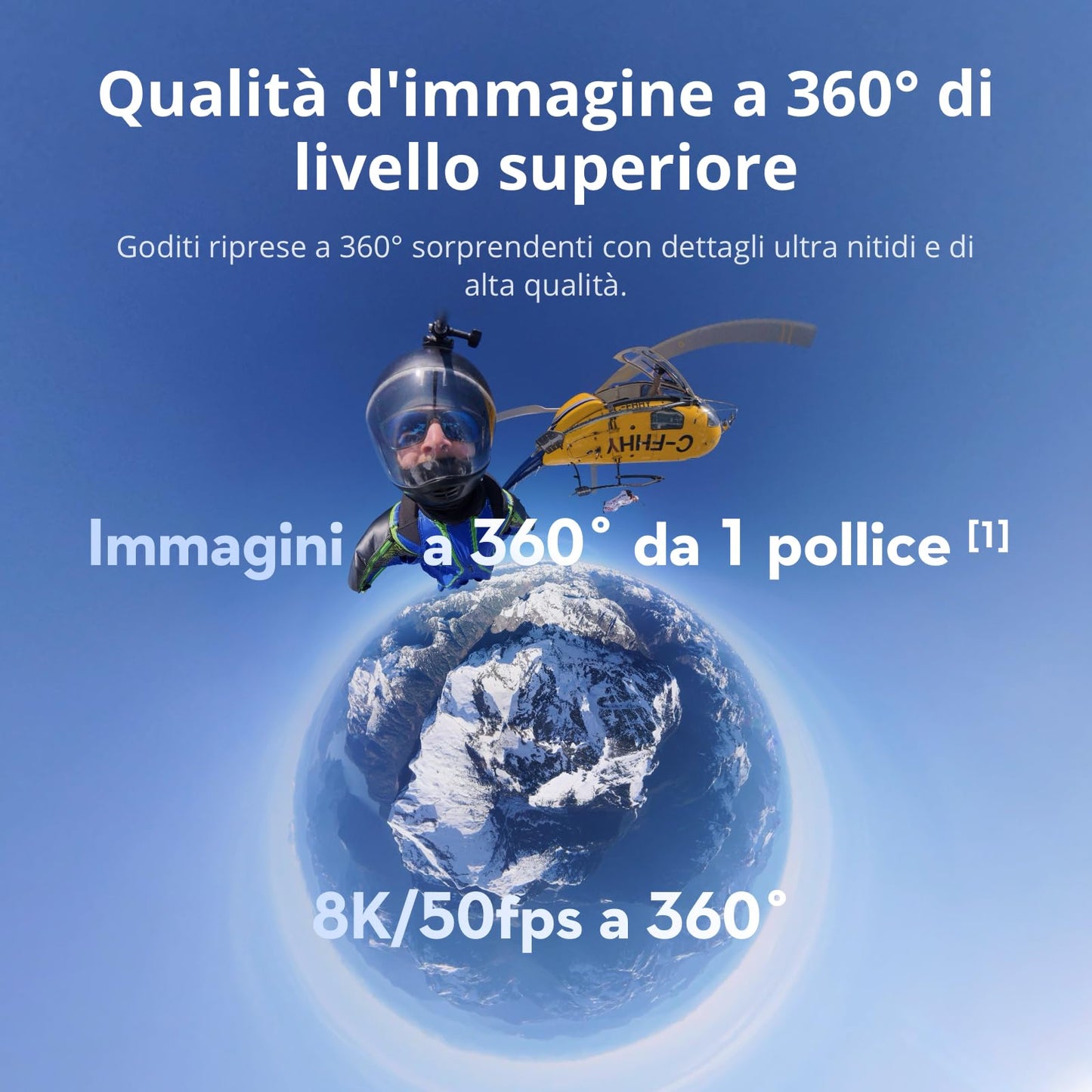 DJI Osmo 360 Combo Adventure, fotocamera 360 con immagini a 360° da 1 pollice, durata della batteria estesa con 3 batterie, video a 360° nativi in 8K, action cam per sport, vlog