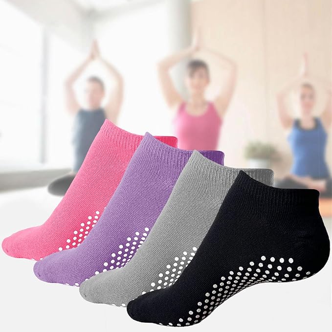 KEYRI 4 Paia Antiscivolo Calze Per Donne e Uomini Calzini Yoga Pilates Per Arti Marziali Fitness Barre Danza Ginnastica Calzini Pilates Calze Con Grip Senza Dita, Taglia Unica
