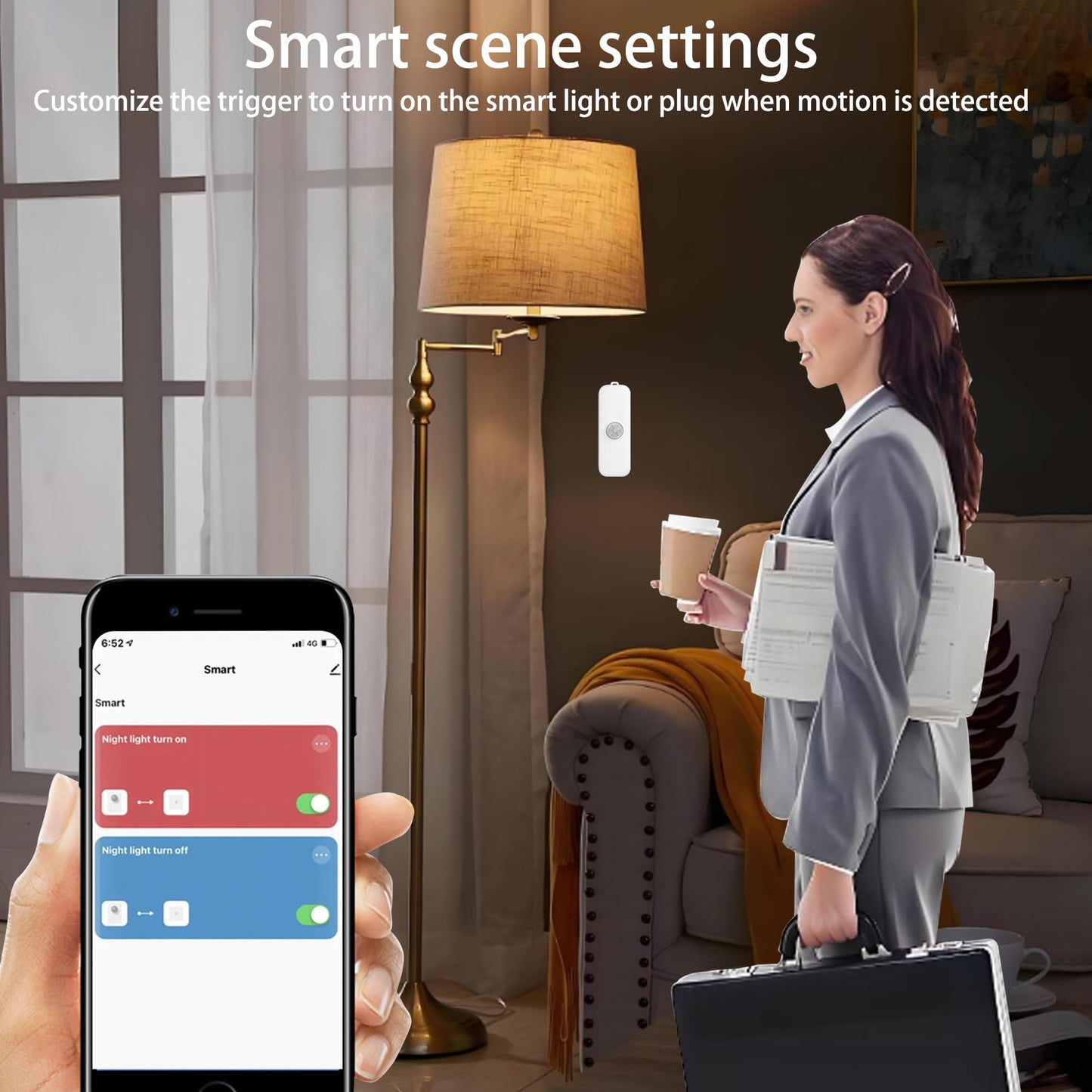 Sensore di movimento intelligente, sensore di movimento PIR WiFi per sistema di allarme, con monitoraggio remoto dell'app, attivazione di luci e scene, compatibile con Alexa.1PCS