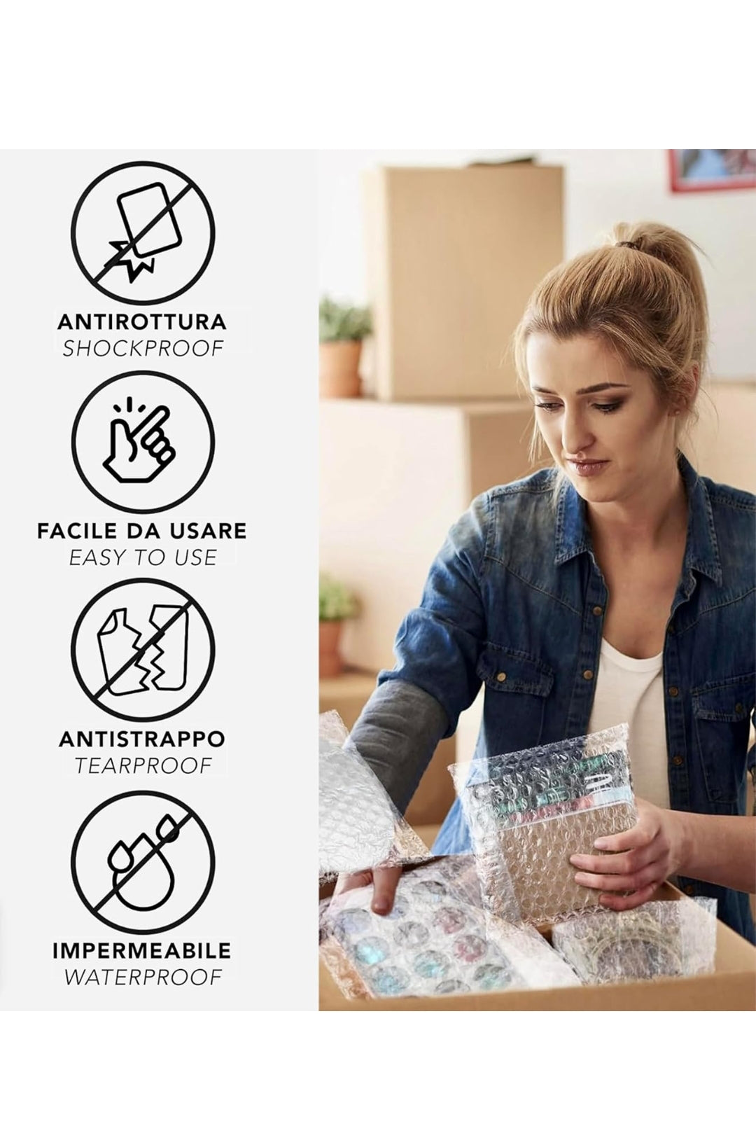 IPEA Bubble Wrap for Packaging and Shipping – 20 Meter x 30 cm Roll – Made in Italy – Air Bubbles for Protection, Padding, Packaging Items, Transport – Tear-Resistant and Shock-Resistant - 55 g/m2, free shipping on orders over €50