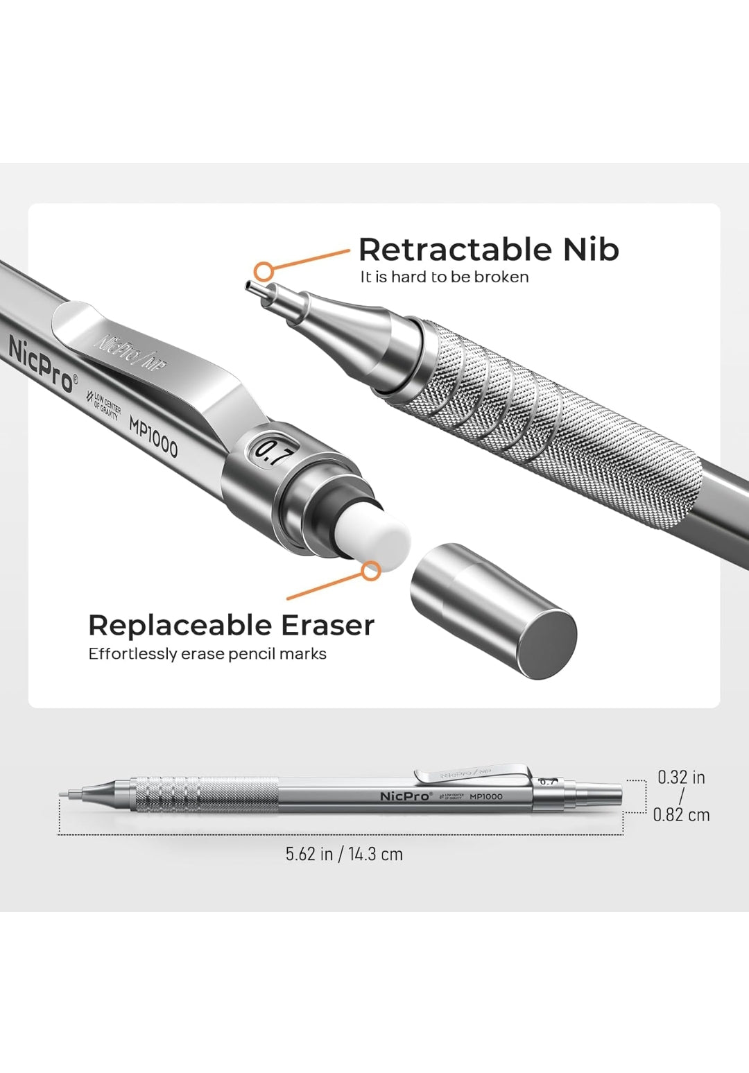 Nicpro 2 Pezzi 0,5 & 0,7mm Metallo Matite Meccaniche Set con Astuccio, Art Matite Portamine con 6 Tubi HB Mine, 2 Gomma, 9 Ricariche Di Gomma, Astuccio Per Artista Disegno Scrittura, Schizzi , spedizione gratuita su ordine superiore a 50€