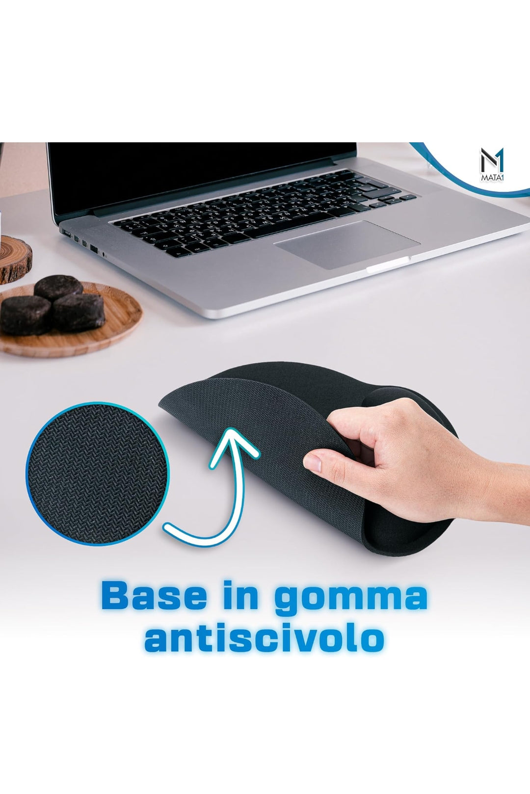 Tappetino per mouse Mata1 (nero), supporto per il polso ergonomico con imbottitura morbida, tappetino per mouse adatto ai viaggi con morbido cuscino in memory foam in gel , spedizione gratuita su ordine superiore a 50€