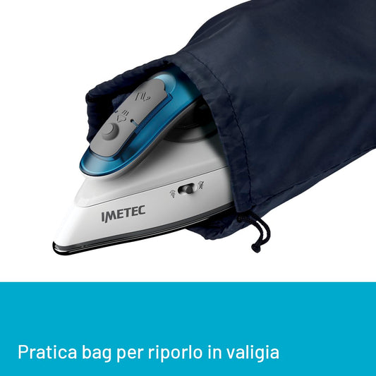 Imetec Nuvola 2.0 - Ferro da Stiro da Viaggio a Vapore - Piastra in Acciaio Inox - 1000 Watt - Compatto e leggero - Manico pieghevole - Custodia da Viaggio - Doppio Voltaggio - Colpo vapore 80 g , spedizione gratuita su ordine superiore a 50€