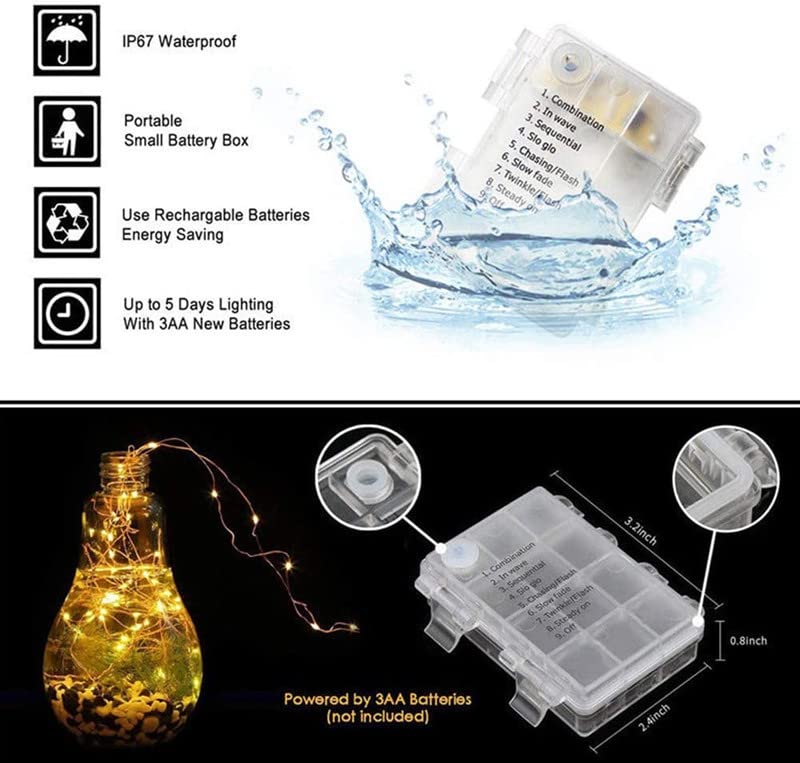 EONANT Catena luminosa per ombrellone, 104 LED, luci per ombrellone con telecomando, 8 modalità, funzionamento a batteria, luci decorative, tenda da campeggio (bianco caldo)