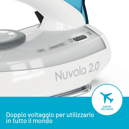 Imetec Nuvola 2.0 - Ferro da Stiro da Viaggio a Vapore - Piastra in Acciaio Inox - 1000 Watt - Compatto e leggero - Manico pieghevole - Custodia da Viaggio - Doppio Voltaggio - Colpo vapore 80 g , spedizione gratuita su ordine superiore a 50€
