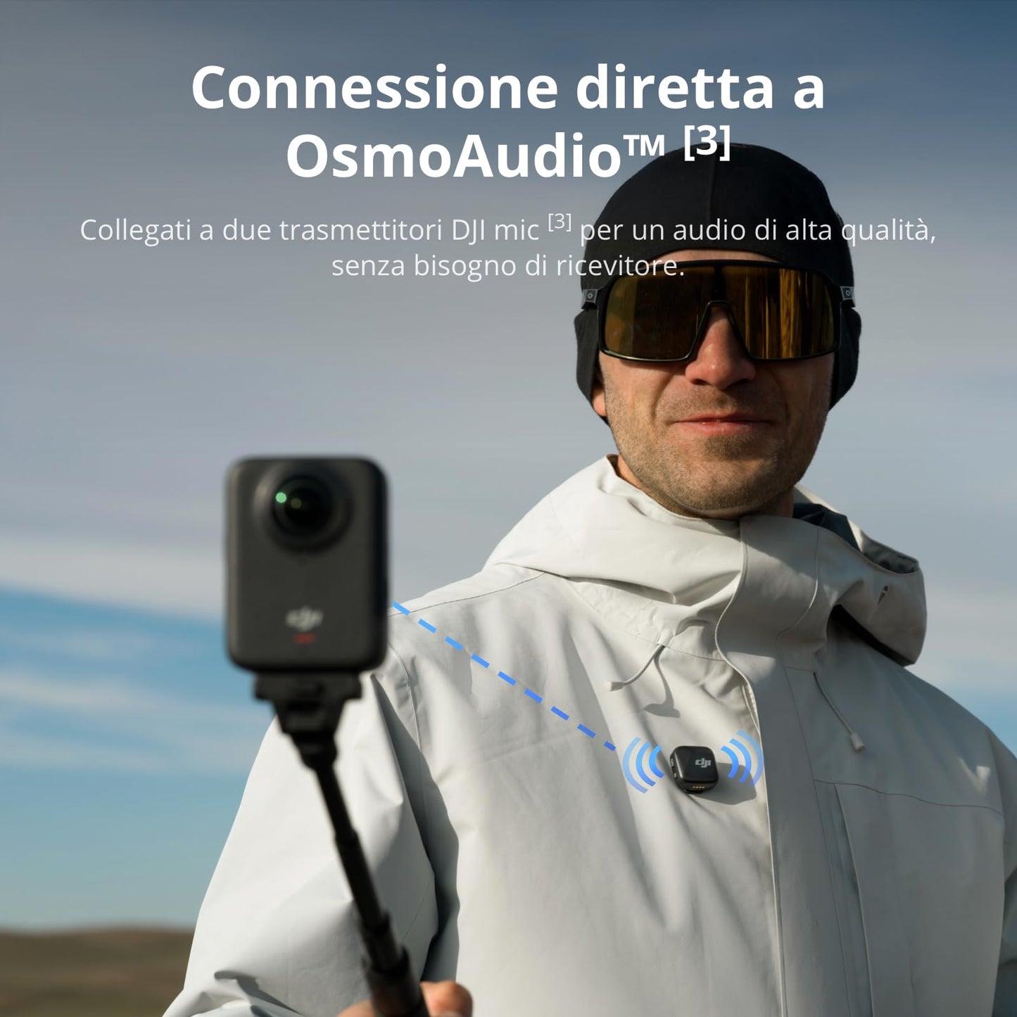 DJI Osmo 360 Combo Adventure, fotocamera 360 con immagini a 360° da 1 pollice, durata della batteria estesa con 3 batterie, video a 360° nativi in 8K, action cam per sport, vlog