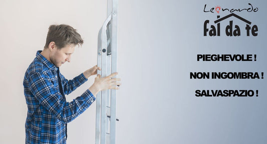 Leonardo Fai Da Te - scala pieghevole in alluminio 3+1 portata 150 kg EN 131 - scala antiscivolo in alluminio max - ideale per uso domestico e lavorativo