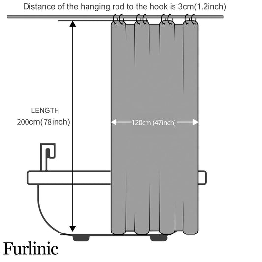 Furlinic Tende Doccia Anti-Muffa Tessuto in Poliestere Bianco Tende Doccia Angolare Impermeabile Lavabile Tenda Vasca da Bagno con 8 Ganci Tenda doccia 120x200cm. , spedizione gratuita su ordine superiore a 50€