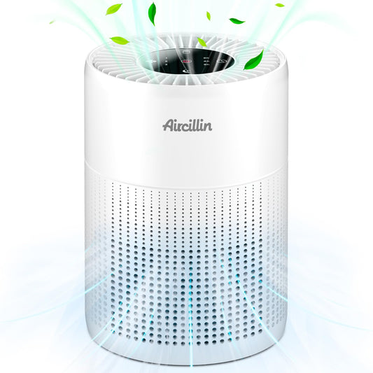 Aircillin Purificatore d'Aria, Copertura Massima 765Sq Ft, Purificatore Aria 3 Velocità Con Filtro HEPA, Può Rimuovere Il 99,97% di Polvere, Polline, Fumo, Timer, 23 dB, Luce notturna
