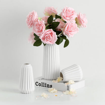 Ordeluxe Set Ceramica, Vaso Ceramica Decorativo per Fiori, Bianco Corto Alto Vasi Moderni Fiori Secchi Decorativi , spedizione gratuita su ordine superiore a 50€