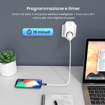 Tenda Presa WiFi Smart Beli SP9, Spine Intelligenti Compatibile con Alexa e Google Home, APP Tempismo, Nessun Hub Richiesto, Smart Plug con Monitoraggio Energetico, 16A, 3.68KW, 2 Pack , spedizione gratuita su ordine superiore a 50€