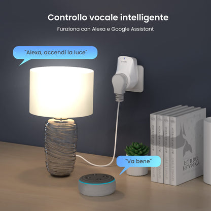 Tenda Presa WiFi Smart Beli SP9, Spine Intelligenti Compatibile con Alexa e Google Home, APP Tempismo, Nessun Hub Richiesto, Smart Plug con Monitoraggio Energetico, 16A, 3.68KW, 2 Pack , spedizione gratuita su ordine superiore a 50€