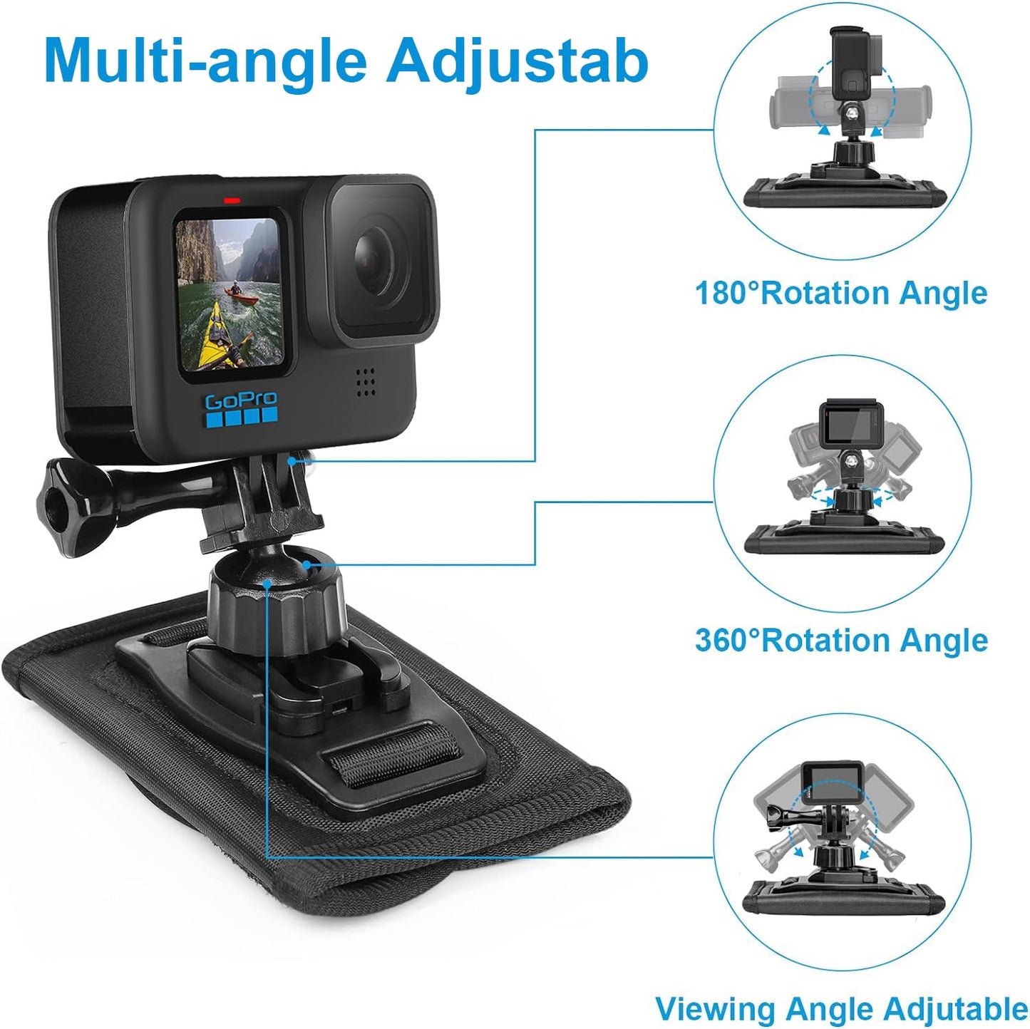 Zaino Tracolla Staffa Girevole 360 Gradi con Spallacci Regolabile per GoPro Hero 13/12/11/10/9/8/7/6/5 Balck, DJI Osmo Action 5 Pro 4 3 Insta360 X5 X4 X3 Fotocamera Supporto Zaino Accessori
