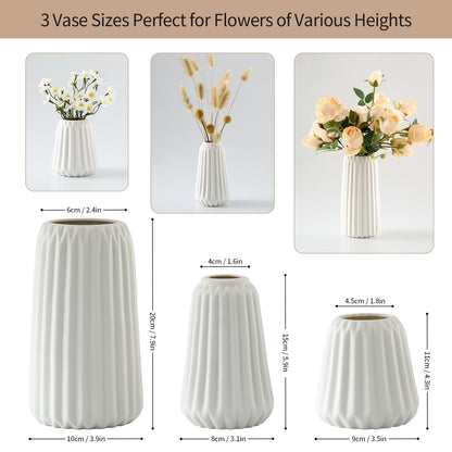 Ordeluxe Set Ceramica, Vaso Ceramica Decorativo per Fiori, Bianco Corto Alto Vasi Moderni Fiori Secchi Decorativi , spedizione gratuita su ordine superiore a 50€