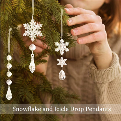 Jogoico Decorazione Natalizia Acrilico Fiocco di Neve Ghiaccioli Ornamenti Set 10 Pezzi, Ghiaccioli Albero di Natale, Fiocco di Neve Trasparenti Ciondolo in Cristallo Acrilico per la Festa , spedizione gratuita su ordine superiore a 50€