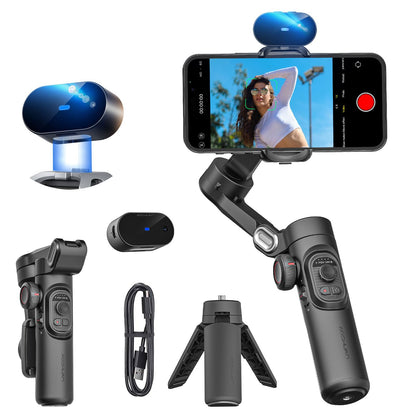 AOCHUAN SmartphoneStabilizzatore Gimbal, Tracciamento AI SENZA APP, Controllo dei Gesti, Gimbal Inception con TikTok YouTube, Stabilizzatore Pieghevole a 3 Assi per iPhone e Android - Versione XE AI