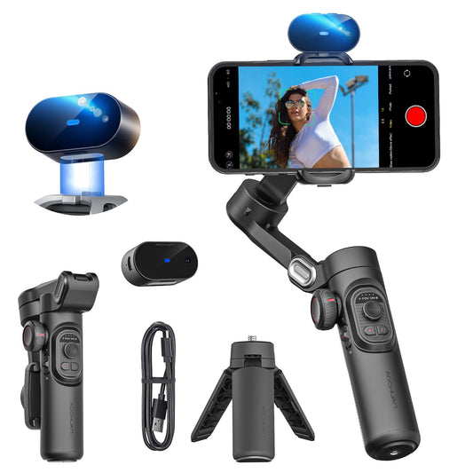 AOCHUAN SmartphoneStabilizzatore Gimbal, Tracciamento AI SENZA APP, Controllo dei Gesti, Gimbal Inception con TikTok YouTube, Stabilizzatore Pieghevole a 3 Assi per iPhone e Android - Versione XE AI