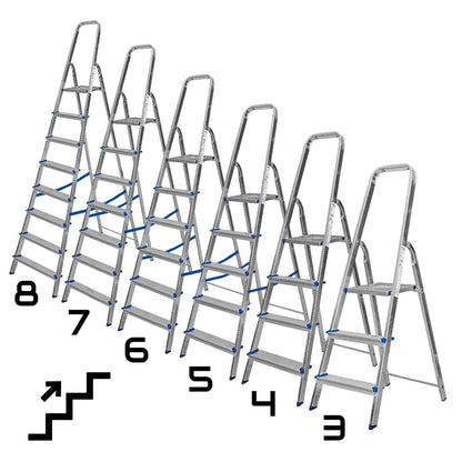 Leonardo Fai Da Te - scala pieghevole in alluminio 3+1 portata 150 kg EN 131 - scala antiscivolo in alluminio max - ideale per uso domestico e lavorativo