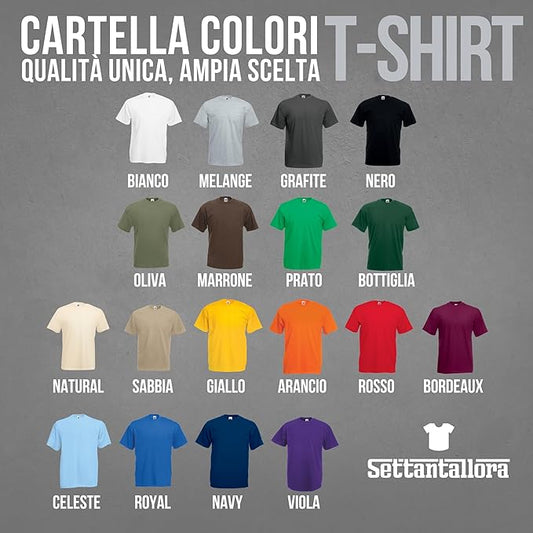 Settantallora T-Shirt Uomo Cotone 100%, Maglietta Basic a Tinta Unita, Maglia a Maniche Corte Morbida, Traspirante, Ideale per Sport, Lavoro e Tempo Libero