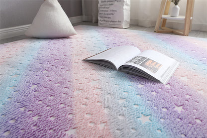 XMwike - Tappeto luminoso fosforescente, per bambini, antiscivolo, per camera da letto e salotto, arcobaleno scuro colorato, 120 x 60 cm , spedizione gratuita su ordine superiore a 50€