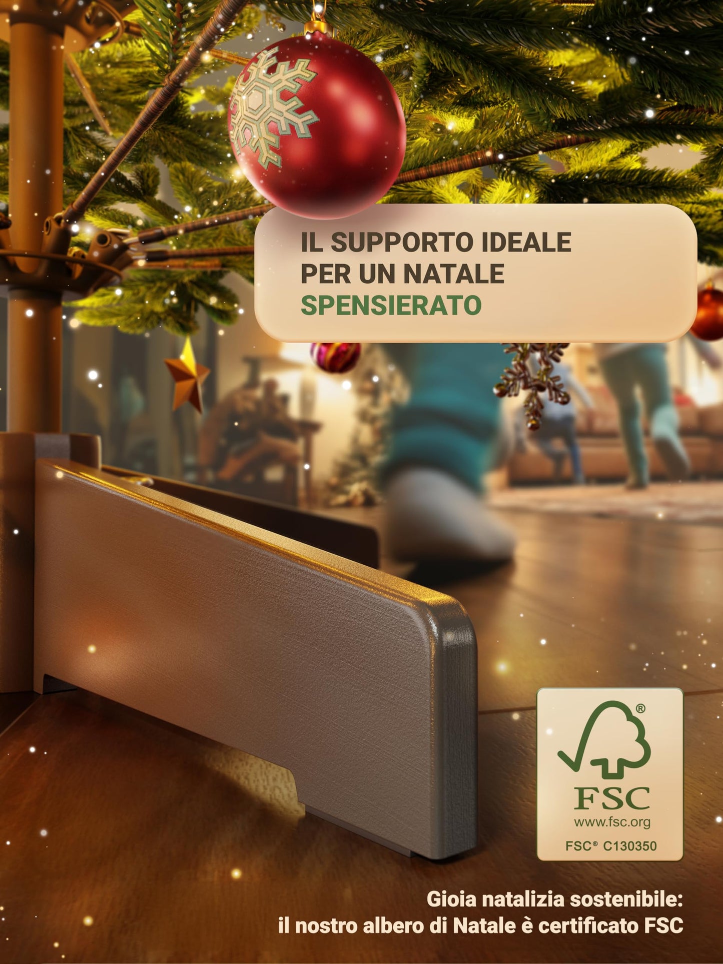 Albero di Natale artificiale [100% stampato a iniezione] - Nordman realistico con cima robusta | christmas tree di prima qualità con supporto in legno certificato FSC (150 cm, con illuminazione) , spedizione gratuita su ordine superiore a 50€