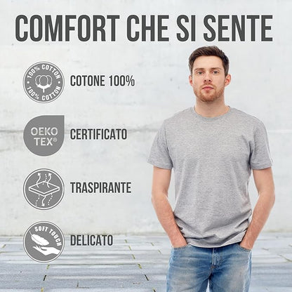Settantallora T-Shirt Uomo Cotone 100%, Maglietta Basic a Tinta Unita, Maglia a Maniche Corte Morbida, Traspirante, Ideale per Sport, Lavoro e Tempo Libero
