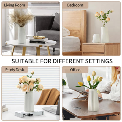 Ordeluxe Set Ceramica, Vaso Ceramica Decorativo per Fiori, Bianco Corto Alto Vasi Moderni Fiori Secchi Decorativi , spedizione gratuita su ordine superiore a 50€