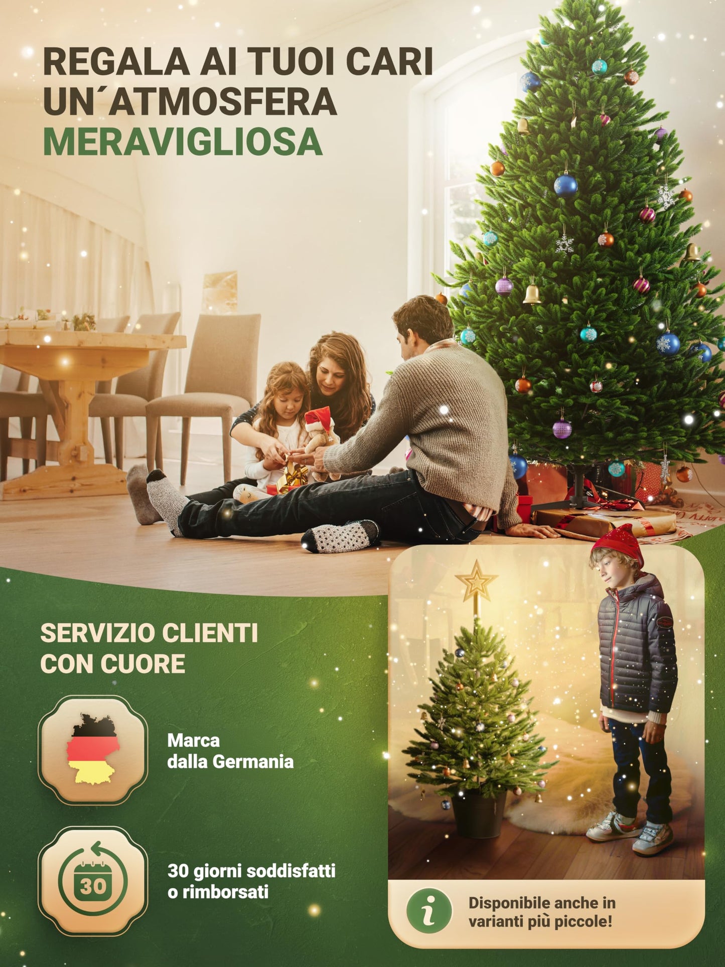 Albero di Natale artificiale [100% stampato a iniezione] - Nordman realistico con cima robusta | christmas tree di prima qualità con supporto in legno certificato FSC (150 cm, con illuminazione) , spedizione gratuita su ordine superiore a 50€