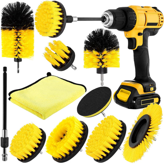 AOUVT 10 Pezzi Spazzola per Trapano, Spazzola per la Pulizia del Trapano Elettrico, Spazzola per la Pulizia Delle Ruote, Set Spazzole per Pulizia adatto per Cucina, Auto, Bagno, Piastrelle, Bicchiere