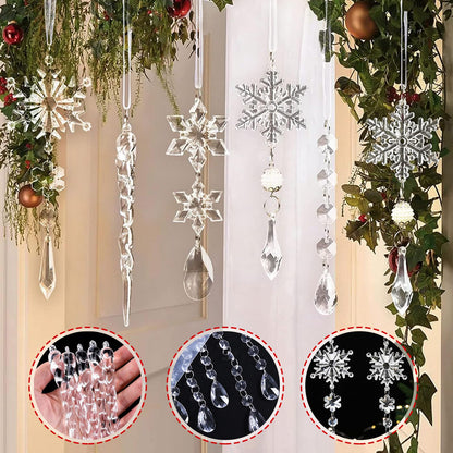 Jogoico Decorazione Natalizia Acrilico Fiocco di Neve Ghiaccioli Ornamenti Set 10 Pezzi, Ghiaccioli Albero di Natale, Fiocco di Neve Trasparenti Ciondolo in Cristallo Acrilico per la Festa , spedizione gratuita su ordine superiore a 50€
