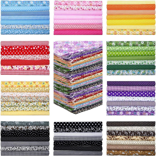 LetCart Confezione da 70 quadrati di tessuto in cotone con stampa floreale, per lavori fai da te, morbidi panni da cucito pretagliati per borse, cuscini, vestiti per bambole (25 x 25 cm, disegni , spedizione gratuita su ordine superiore a 50€