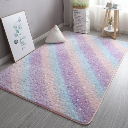 XMwike - Tappeto luminoso fosforescente, per bambini, antiscivolo, per camera da letto e salotto, arcobaleno scuro colorato, 120 x 60 cm , spedizione gratuita su ordine superiore a 50€