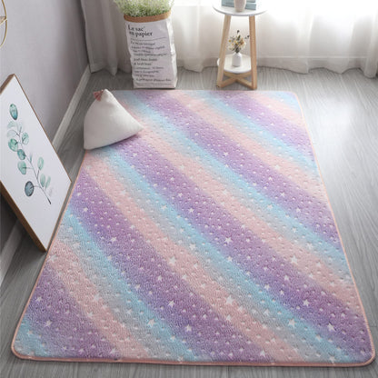 XMwike - Tappeto luminoso fosforescente, per bambini, antiscivolo, per camera da letto e salotto, arcobaleno scuro colorato, 120 x 60 cm , spedizione gratuita su ordine superiore a 50€