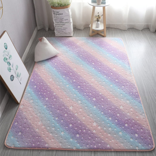 XMwike - Tappeto luminoso fosforescente, per bambini, antiscivolo, per camera da letto e salotto, arcobaleno scuro colorato, 120 x 60 cm , spedizione gratuita su ordine superiore a 50€