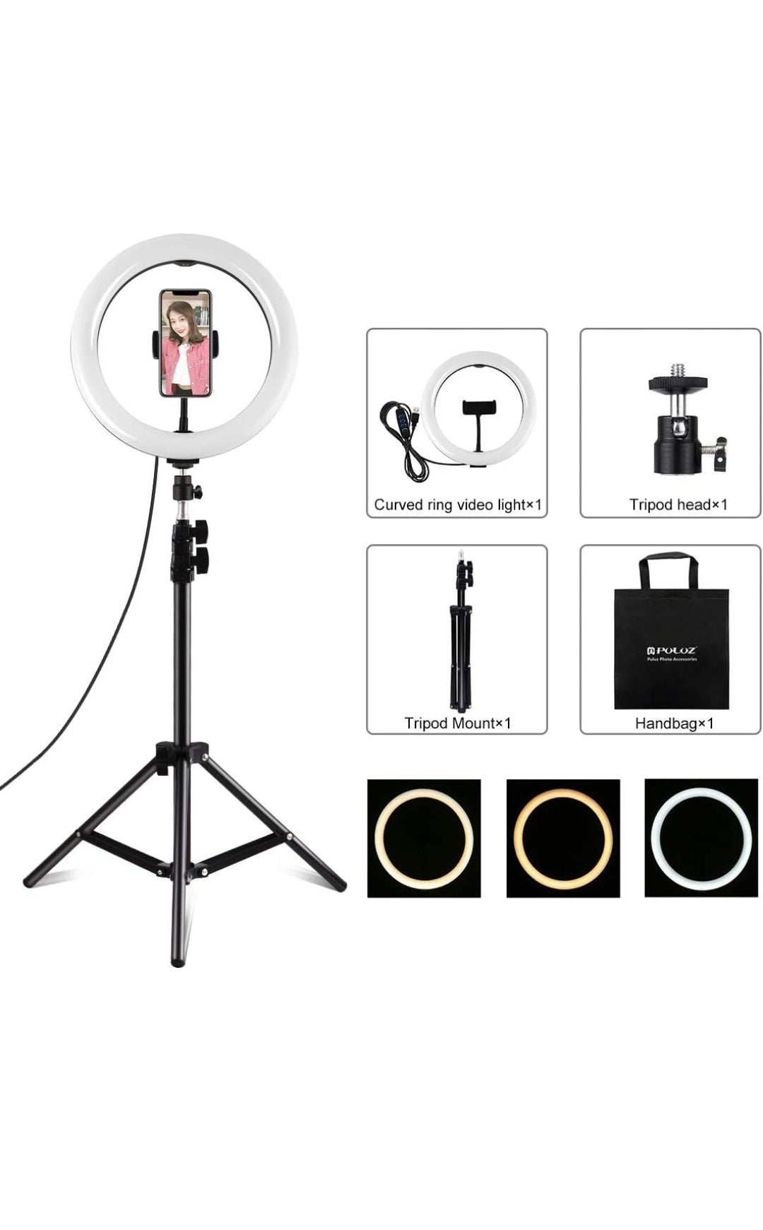 APP LIFE Ring Light Luce per Selfie da 10 Pollici - Staffa Triangolare - Luce ad Anello LED da 3 modalità di illuminazione con 10 luminosità - Trucco, Fotografia, YouTube, TikTok, Video selfie , consegna gratuita