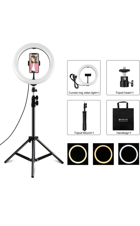 APP LIFE Ring Light Luce per Selfie da 10 Pollici - Staffa Triangolare - Luce ad Anello LED da 3 modalità di illuminazione con 10 luminosità - Trucco, Fotografia, YouTube, TikTok, Video selfie , consegna gratuita