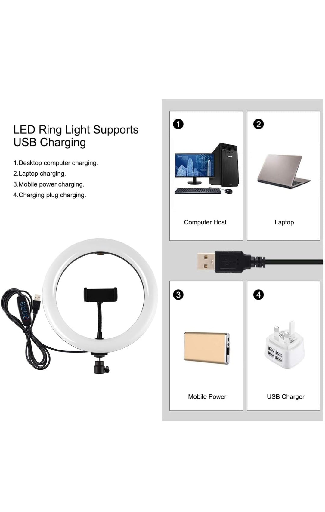 APP LIFE Ring Light Luce per Selfie da 10 Pollici - Staffa Triangolare - Luce ad Anello LED da 3 modalità di illuminazione con 10 luminosità - Trucco, Fotografia, YouTube, TikTok, Video selfie , consegna gratuita