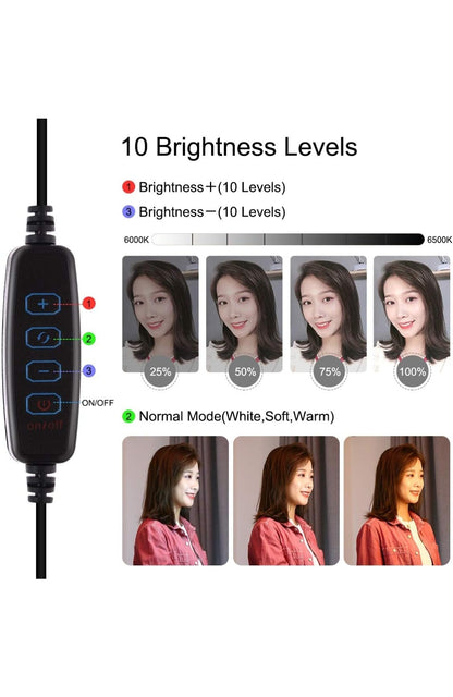 APP LIFE Ring Light Luce per Selfie da 10 Pollici - Staffa Triangolare - Luce ad Anello LED da 3 modalità di illuminazione con 10 luminosità - Trucco, Fotografia, YouTube, TikTok, Video selfie , consegna gratuita