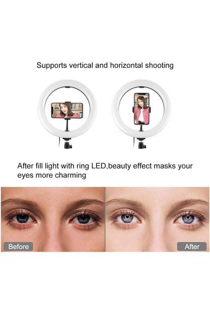 APP LIFE Ring Light Luce per Selfie da 10 Pollici - Staffa Triangolare - Luce ad Anello LED da 3 modalità di illuminazione con 10 luminosità - Trucco, Fotografia, YouTube, TikTok, Video selfie , consegna gratuita