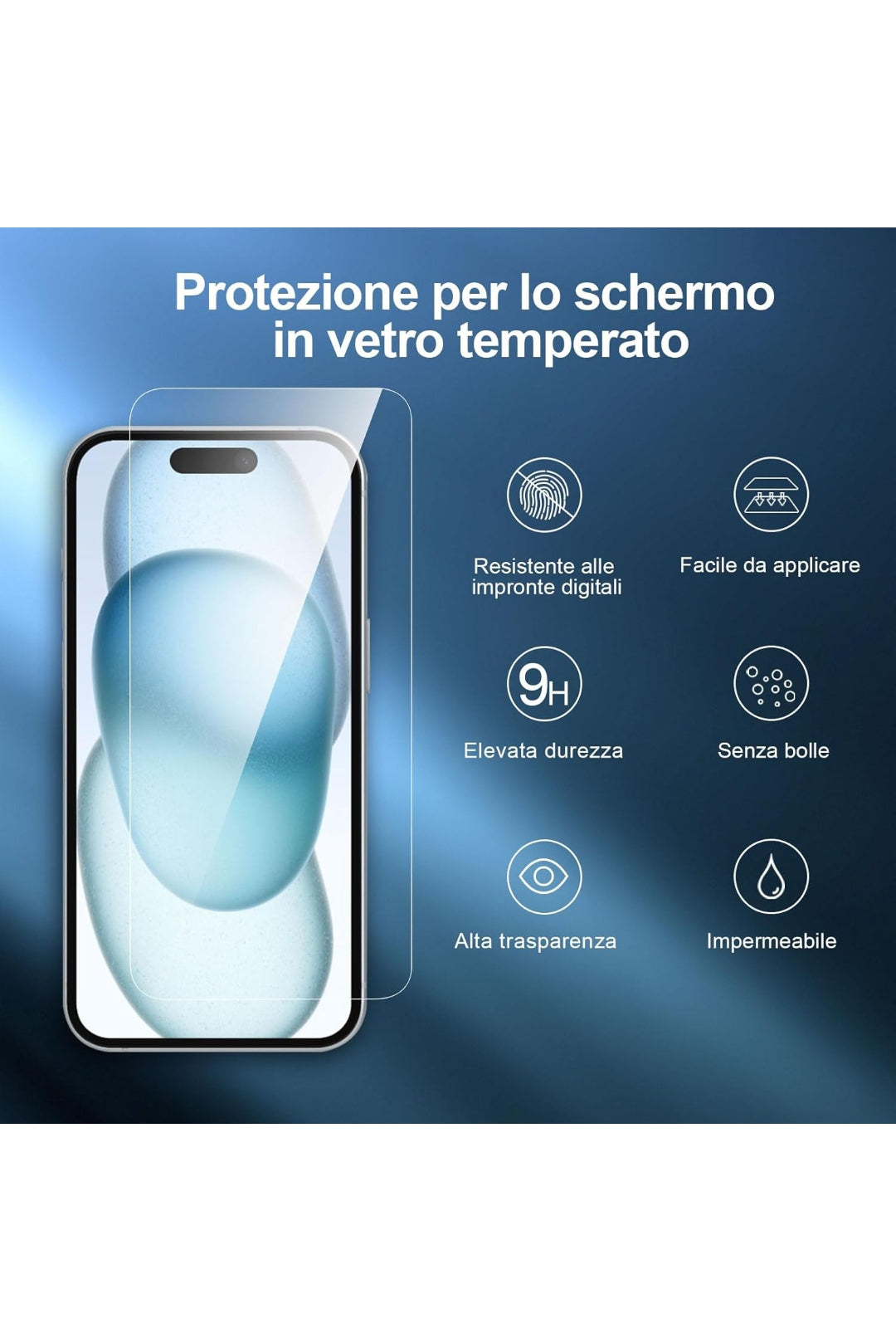 NEW'C 3 Pezzi, Vetro Temperato per iPhone 16, iPhone 15 (6,1 Pollici), Pellicola Prottetiva Anti Graffio - Ultra resistente - Trasparente HD - Strumento di installazione facile incluso , Disponibile tutti gli iphone , Consegna gratuita su ordine 50€