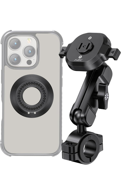 A2C Supporto per telefono da moto, con blocco one-touch, per manubrio della moto, con braccio a sgancio rapido, adatto per iPhone 16, 15, 14, 13, Samsung S24 Ultra, dispositivi da 4,7" a 6,9", colore spedizione gratuita su ordine superiore a 50€