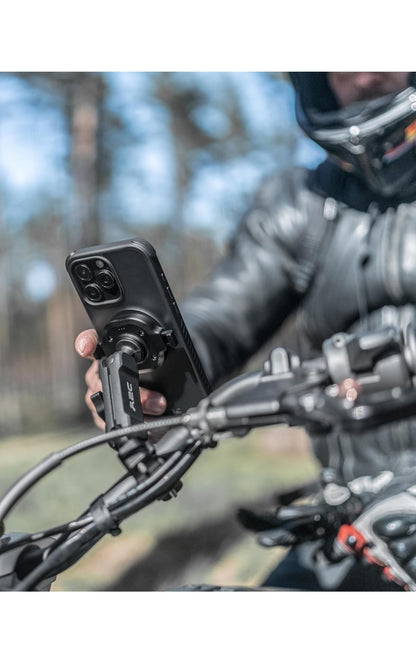 A2C Supporto per telefono da moto, con blocco one-touch, per manubrio della moto, con braccio a sgancio rapido, adatto per iPhone 16, 15, 14, 13, Samsung S24 Ultra, dispositivi da 4,7" a 6,9", colore spedizione gratuita su ordine superiore a 50€