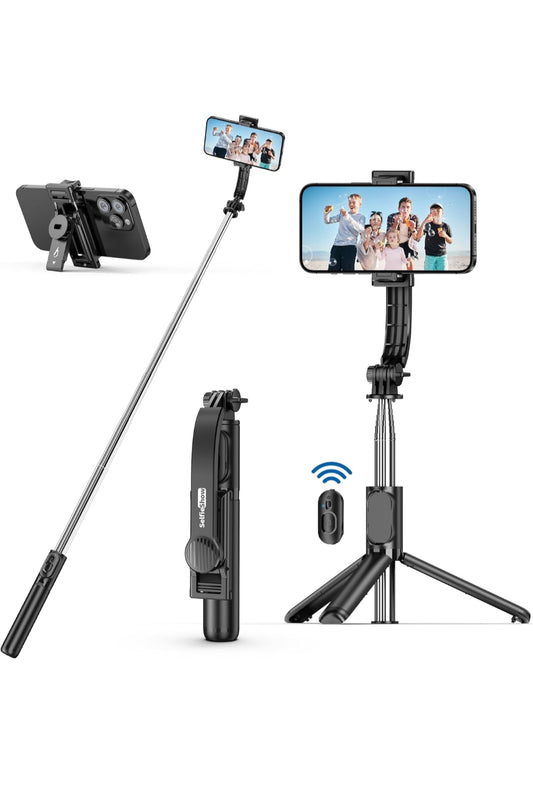 SelfieShow Bastone Selfie per Iphone, 106cm Estensibile Selfie Stick Monopiede 4 in 1 Asta Bastone Selfie Treppiede con Telecomando Wireless Rimovibile per iPhone Samsung Huawei Smartphone , spedizione gratuita su ordine superiore 50€