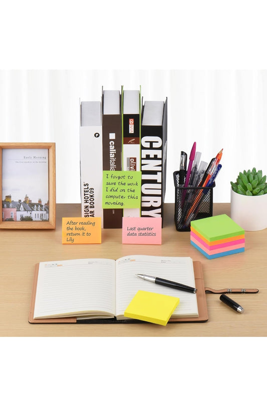 ZCZN 12 Blocchetti di Foglietti Adesivi, 80 Fogli per Blocco, 76mm x76mm, Utilizzato Come Promemoria, Annotazione e Registrazione degli Elementi da Fare, Colore Neon , spedizione gratuita su ordine superiore 50€