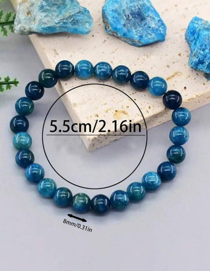 Braccialetto di perle in apatite blu naturale , spedizione gratuita su ordine superiore a 50€