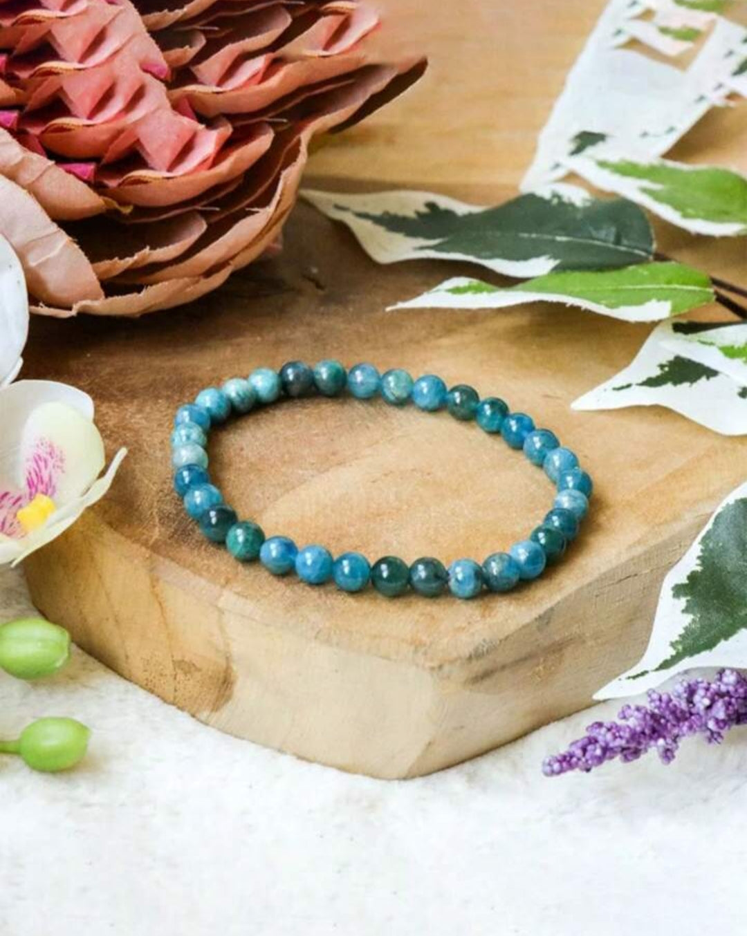 Braccialetto di perle in apatite blu naturale , spedizione gratuita su ordine superiore a 50€