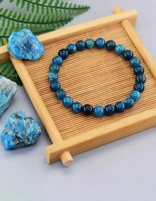 Braccialetto di perle in apatite blu naturale , spedizione gratuita su ordine superiore a 50€